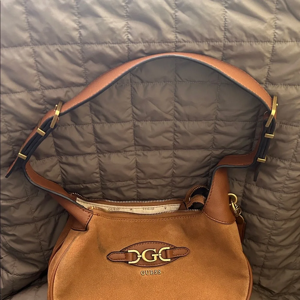 Guess Tan Leather Shoulder Bag - Picture 7 of 7